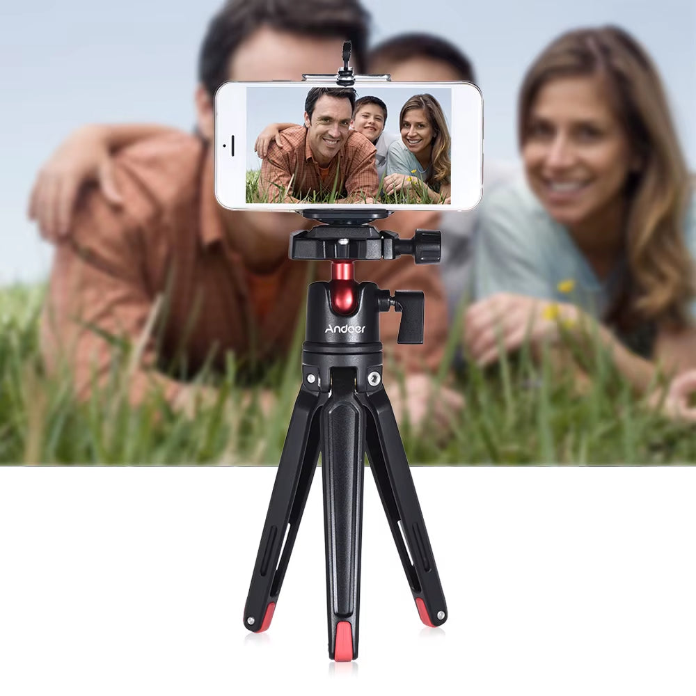 Andoer Mini Handheld Travel Tabletop Tripod Stand with Ball Head for Canon Nikon Sony DSLR Mirrorless Camcorder for Iphone X 8