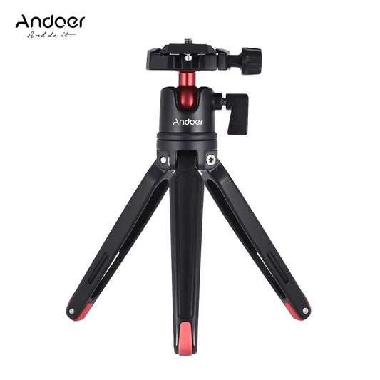 Andoer Mini Handheld Travel Tabletop Tripod Stand with Ball Head for Canon Nikon Sony DSLR Mirrorless Camcorder for Iphone X 8