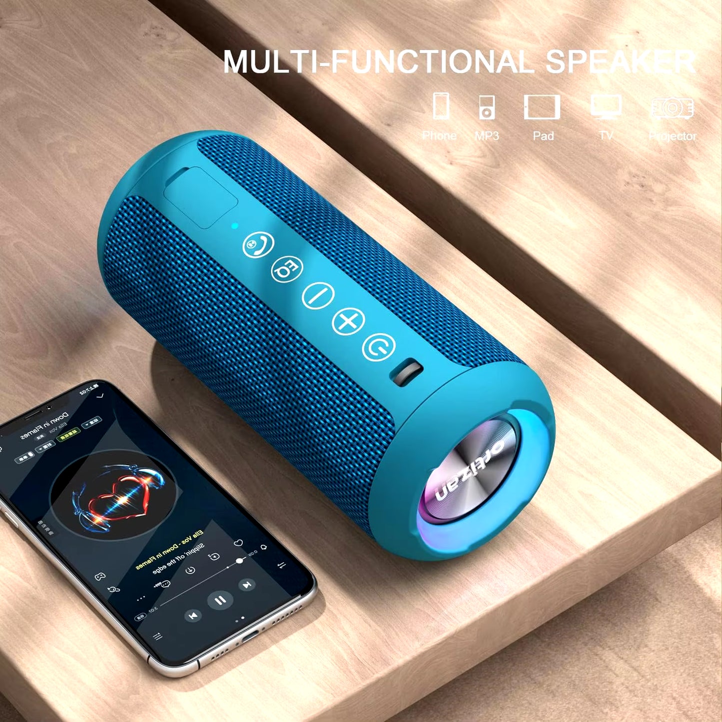 X10B Portable Bluetooth Speaker,Ipx7 Waterproof,Bluetooth 5.3,RGB Colorful Lights,30 Hrs Playtime,Tf Card Slot,Aux In