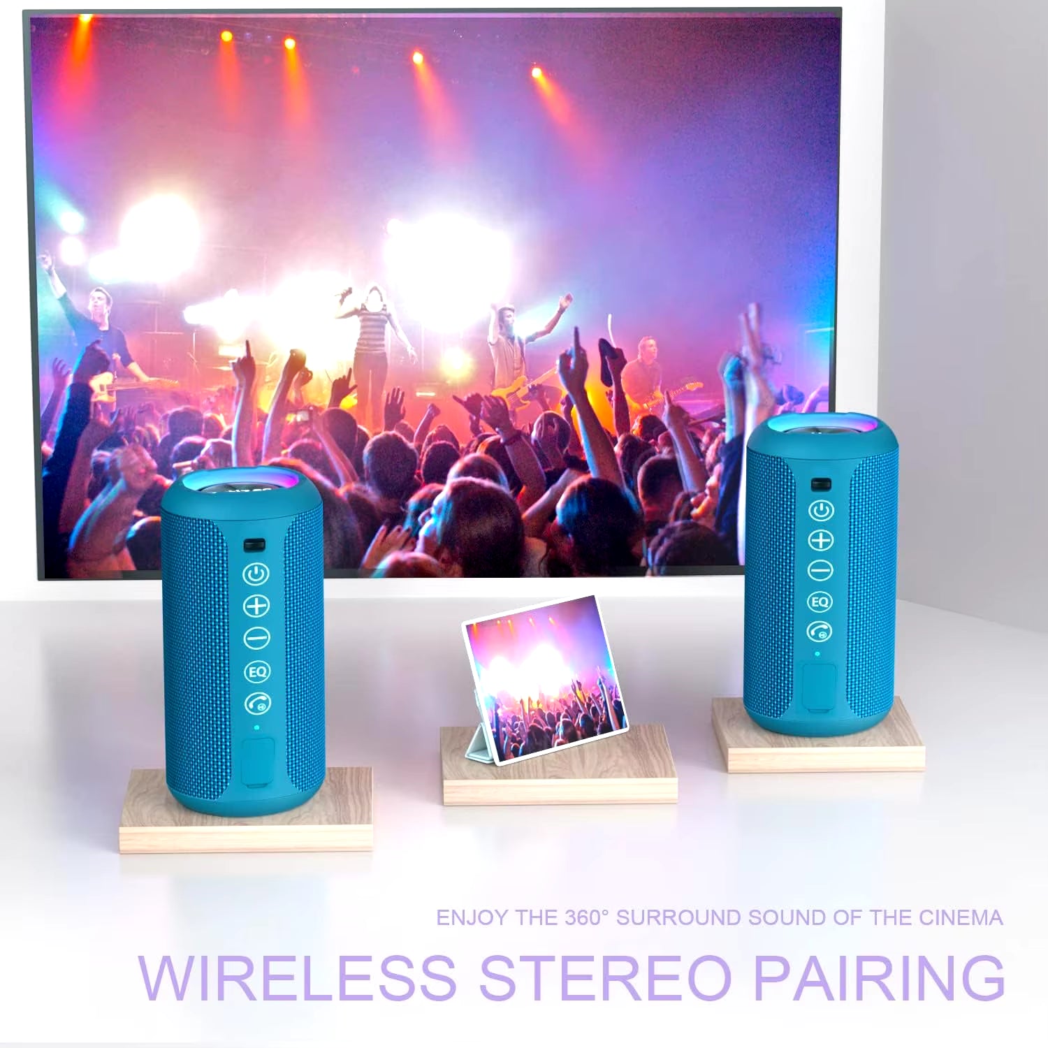 X10B Portable Bluetooth Speaker,Ipx7 Waterproof,Bluetooth 5.3,RGB Colorful Lights,30 Hrs Playtime,Tf Card Slot,Aux In